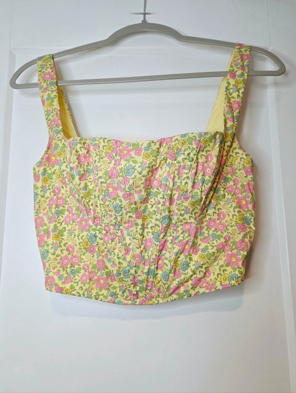 House of CB Poppy Lemon Floral Corset Top Yellow Pink Bustier S